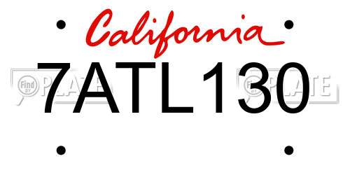 7ATL130 California License Plate
