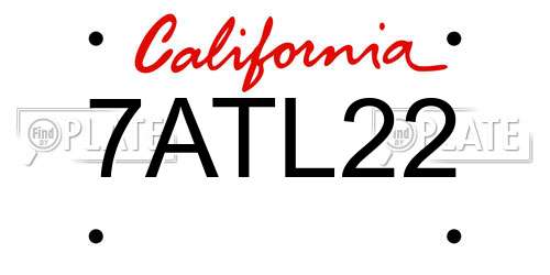 7ATL22 California License Plate