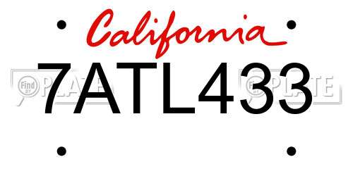 7ATL433 California License Plate