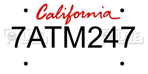 7ATM247 California License Plate