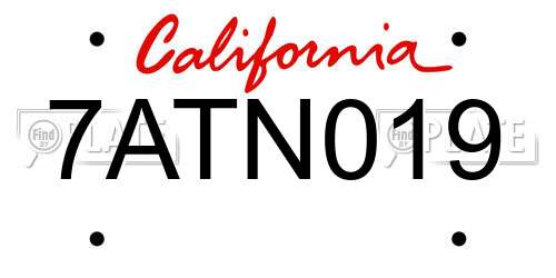 7ATN019 California License Plate