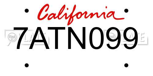7ATN099 California License Plate