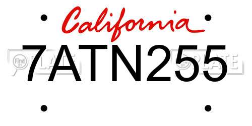 7ATN255 California License Plate