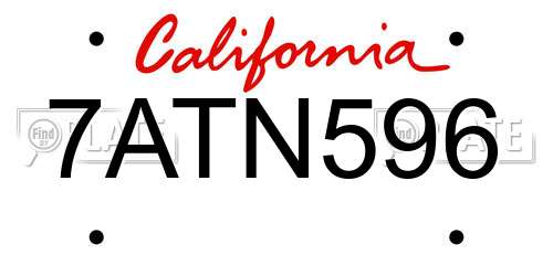 7ATN596 California License Plate