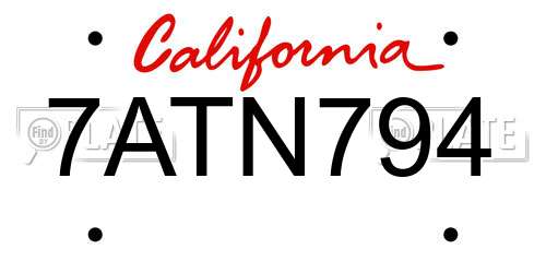 7ATN794 California License Plate