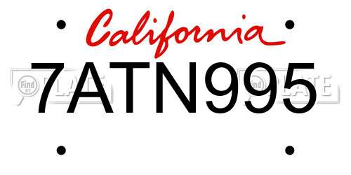 7ATN995 California License Plate