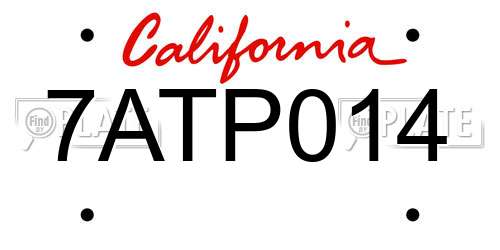 7ATP014 California License Plate