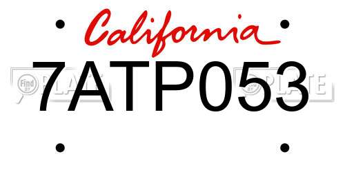7ATP053 California License Plate
