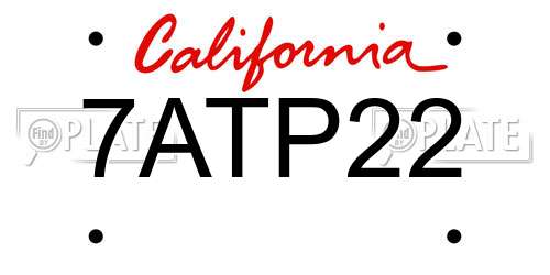 7ATP22 California License Plate