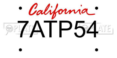 7ATP54 California License Plate