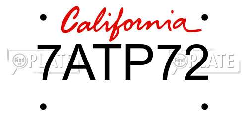 7ATP72 California License Plate