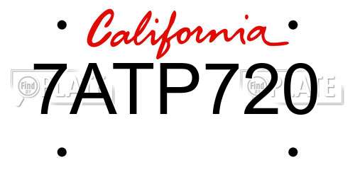 7ATP720 California License Plate