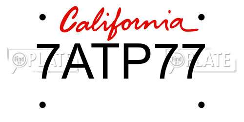 7ATP77 California License Plate