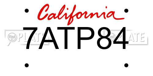 7ATP84 California License Plate