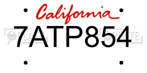 7ATP854 California License Plate