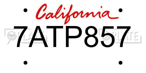 7ATP857 California License Plate