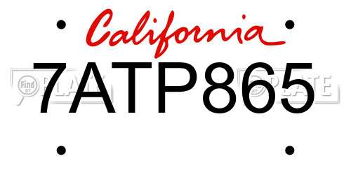 7ATP865 California License Plate