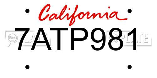 7ATP981 California License Plate