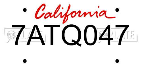 7ATQ047 California License Plate