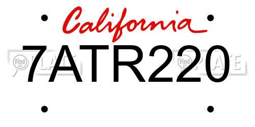 7ATR220 California License Plate