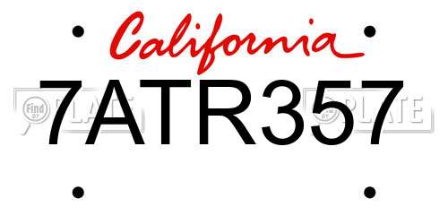 7ATR357 California License Plate