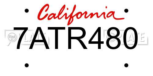 7ATR480 California License Plate