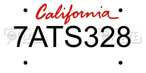 7ATS328 California License Plate