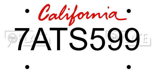 7ATS599 California License Plate