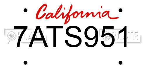 7ATS951 California License Plate
