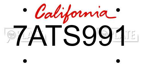7ATS991 California License Plate