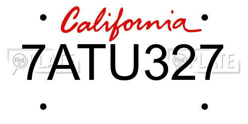 7ATU327 California License Plate