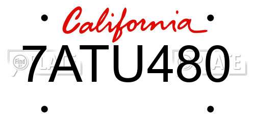 7ATU480 California License Plate