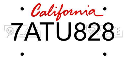 7ATU828 California License Plate