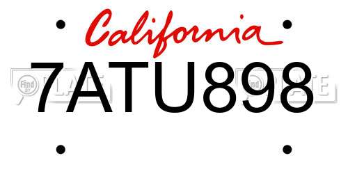 7ATU898 California License Plate