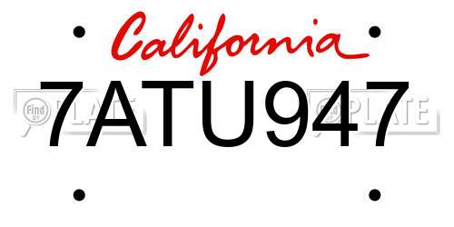 7ATU947 California License Plate
