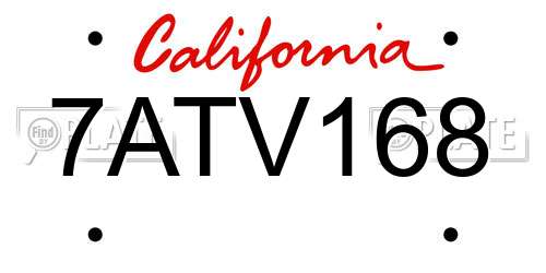 7ATV168 California License Plate