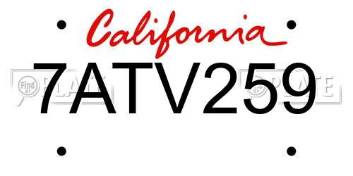7ATV259 California License Plate