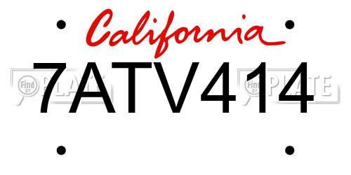 7ATV414 California License Plate