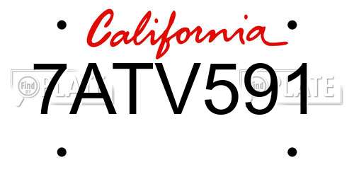 7ATV591 California License Plate