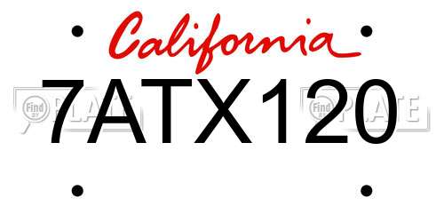 7ATX120 California License Plate