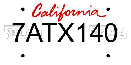 7ATX140 California License Plate