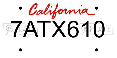 7ATX610 California License Plate