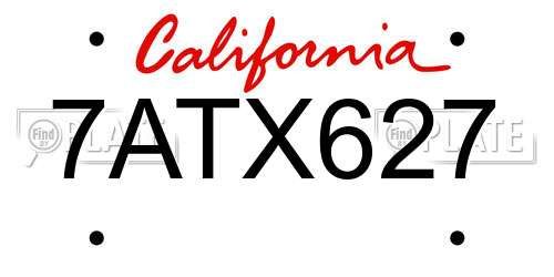 7ATX627 California License Plate