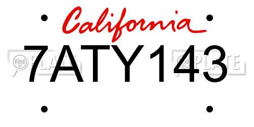 7ATY143 California License Plate