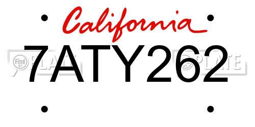 7ATY262 California License Plate