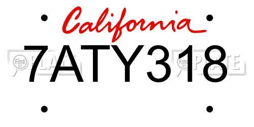 7ATY318 California License Plate
