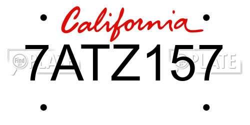 7ATZ157 California License Plate