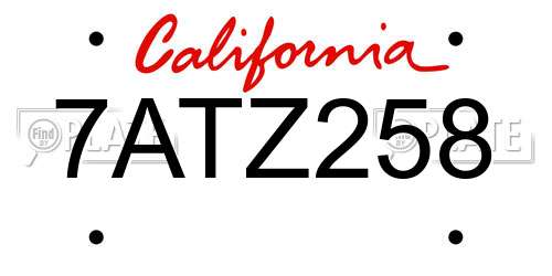 7ATZ258 California License Plate
