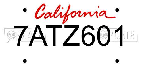 7ATZ601 California License Plate