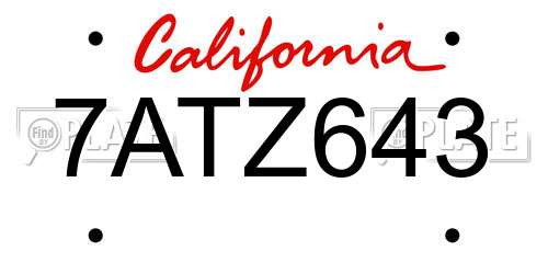 7ATZ643 California License Plate